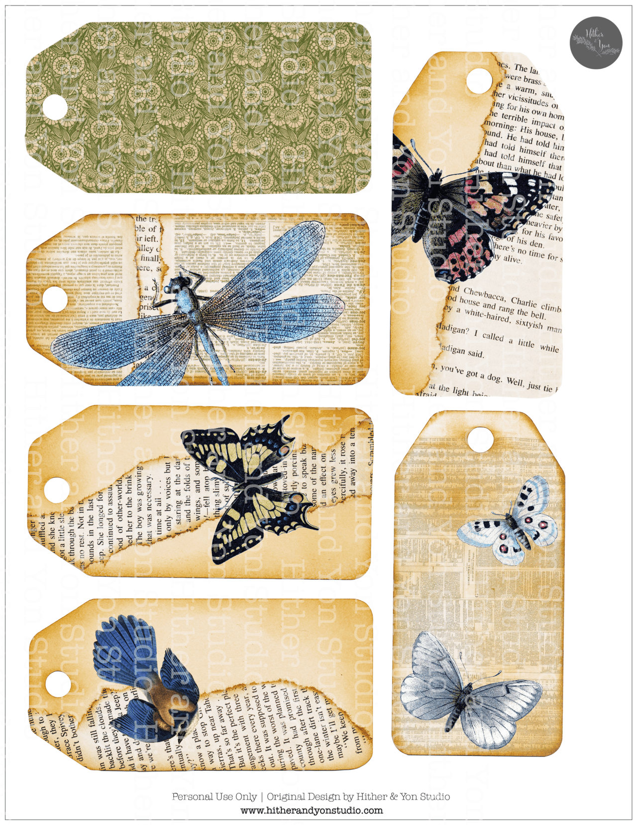 Book Page Tags - Hither and Yon Studio