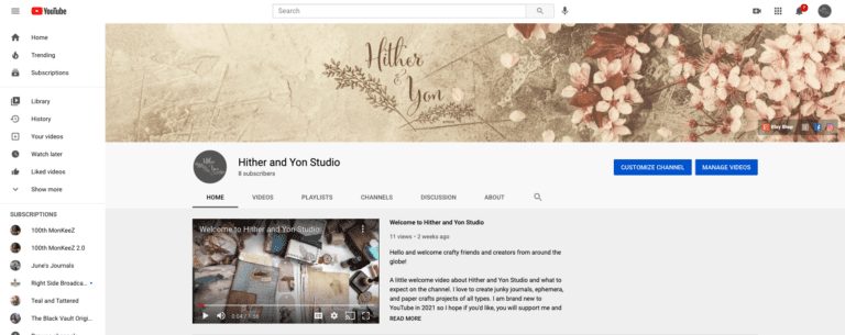 Hither and Yon Studio on YouTube