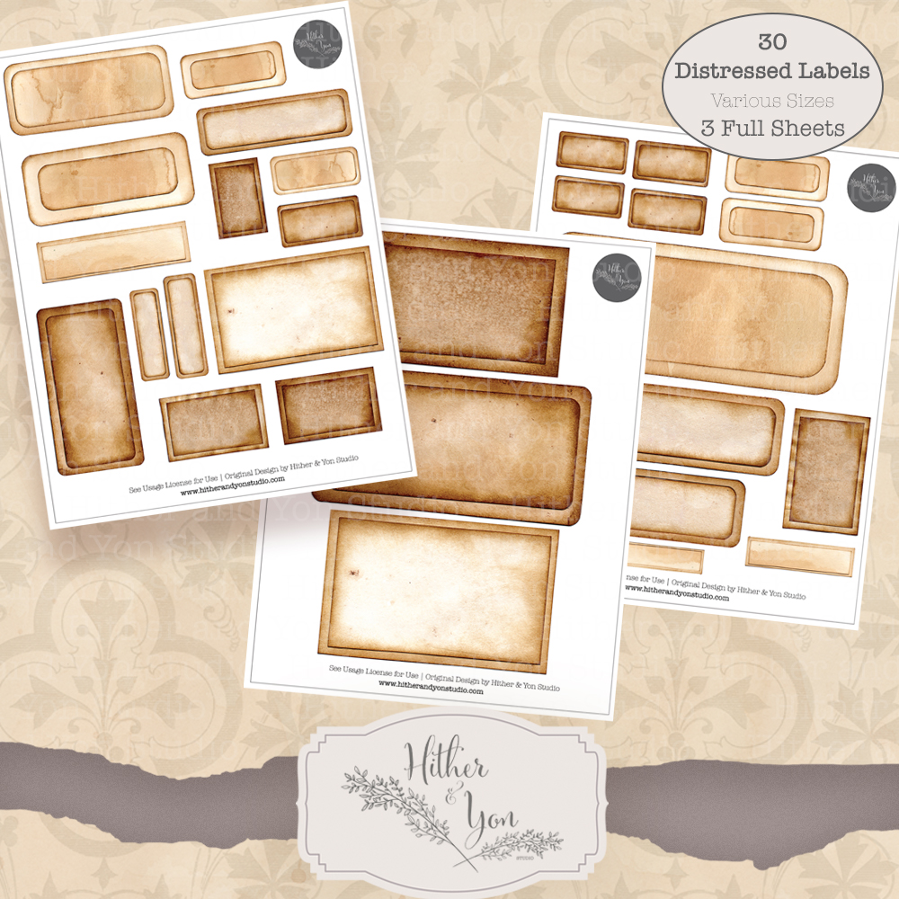 Distressed Labels for Junk Journal and Paper Craft