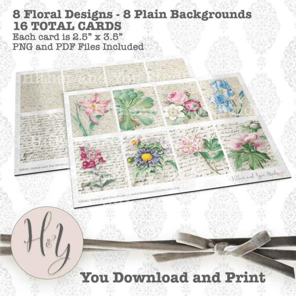 Script and Florals ATCs Printable Collage Sheets