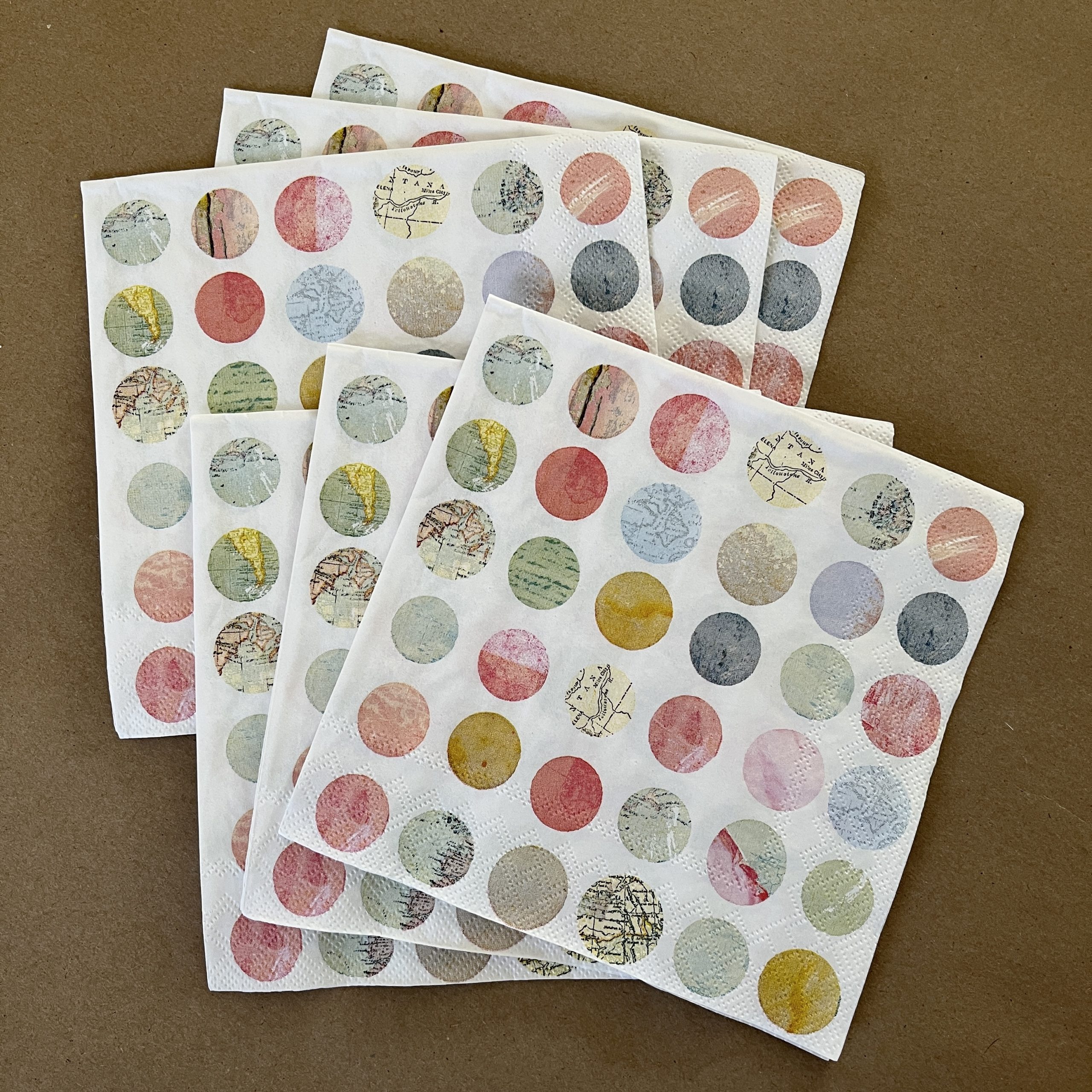 decoupaging supplies collage paper napkins dots circles