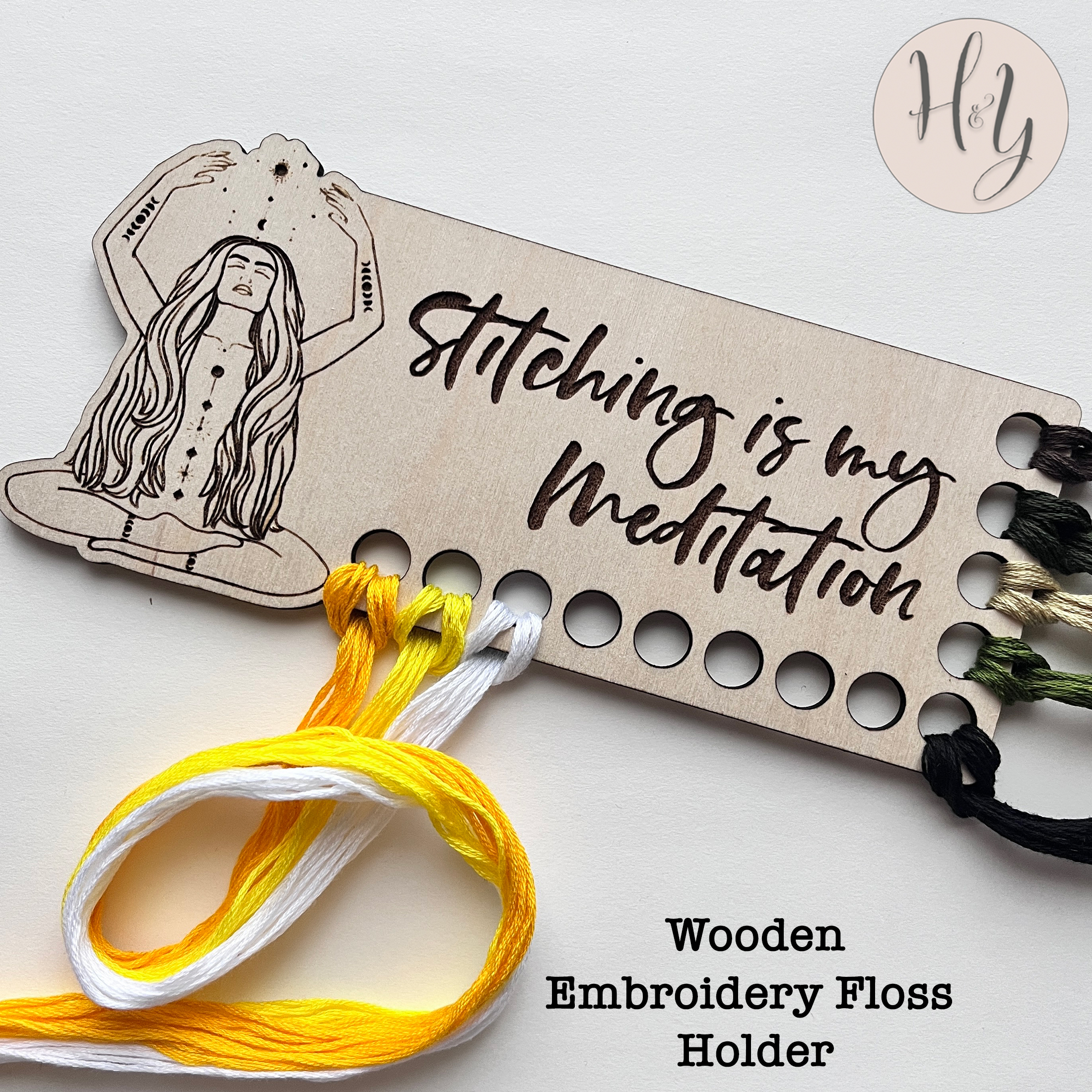 Embroidery Floss Organizer - Stitching is My Meditation - Hither