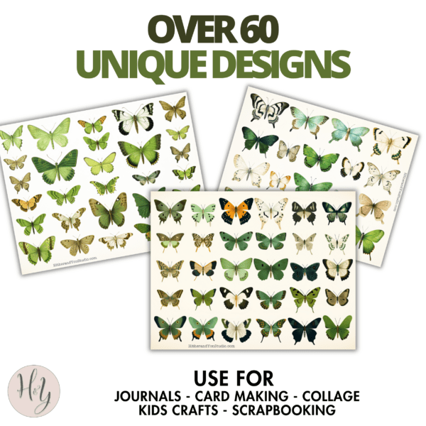 product image for fussy cut butterflies and moths green