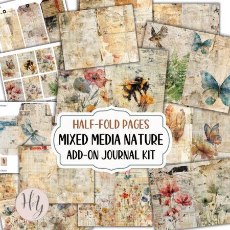 product image for mixed media botanical half fold journal pages