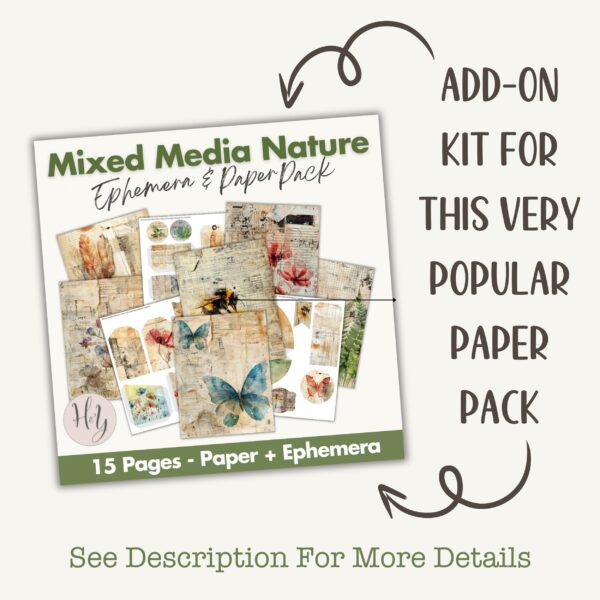 product image for mixed media botanical half fold journal pages addon