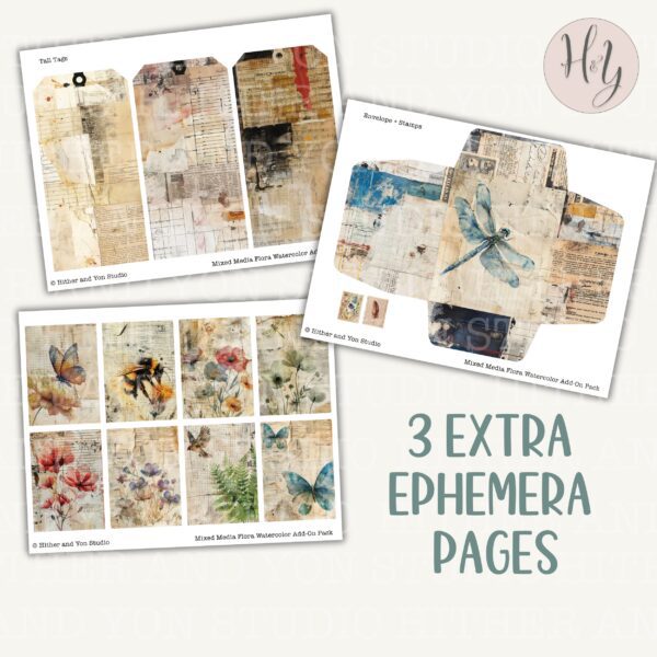 product image for mixed media botanical half fold journal pages