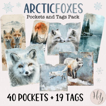 Product Image for Junk Journal Pockets and Tags Digitals Arctic Foxes