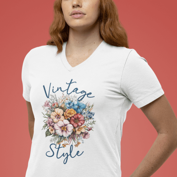 Vintage Style Tee with Floral Bouquet