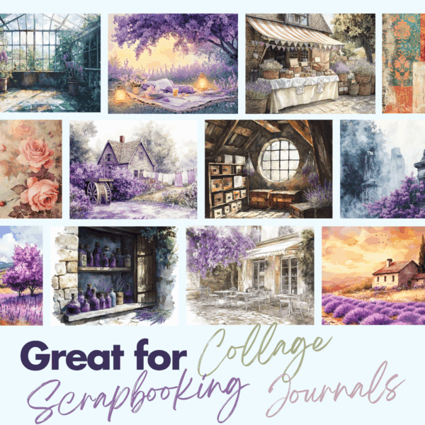 Digital Paper Pack - Lavender and Lilac Landscapes - Image 3