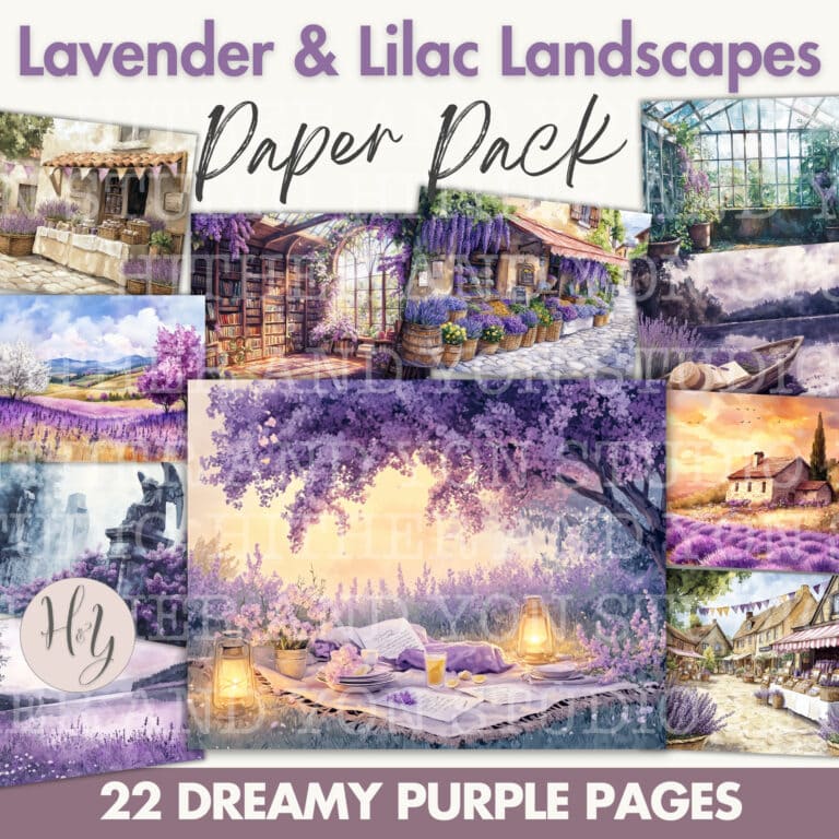 Digital Paper Pack - Lavender and Lilac Landscapes