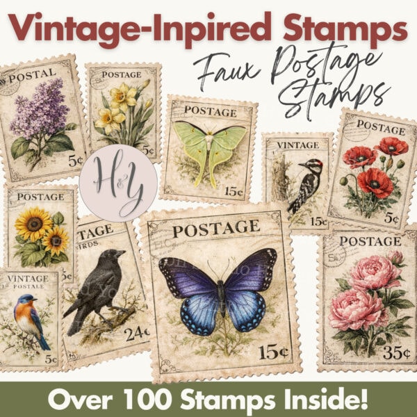 Vintage-Inspired Nature Faux Stamps